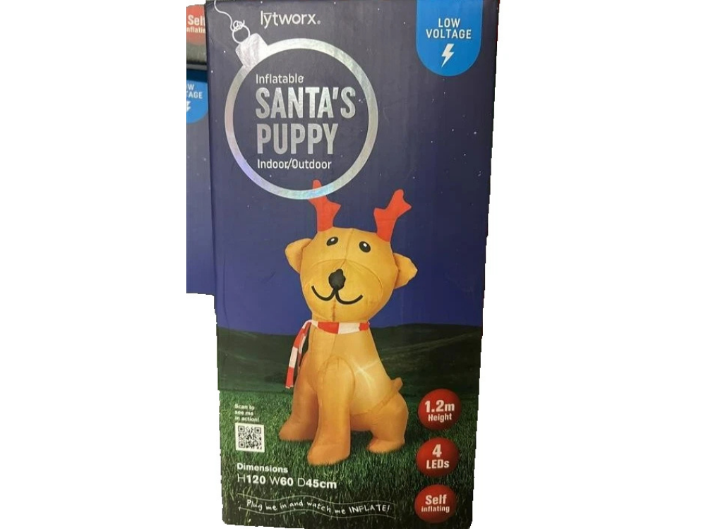 Lytworx Outdoor Christmas Inflatable Dog – 1.2m LED Garden Decor