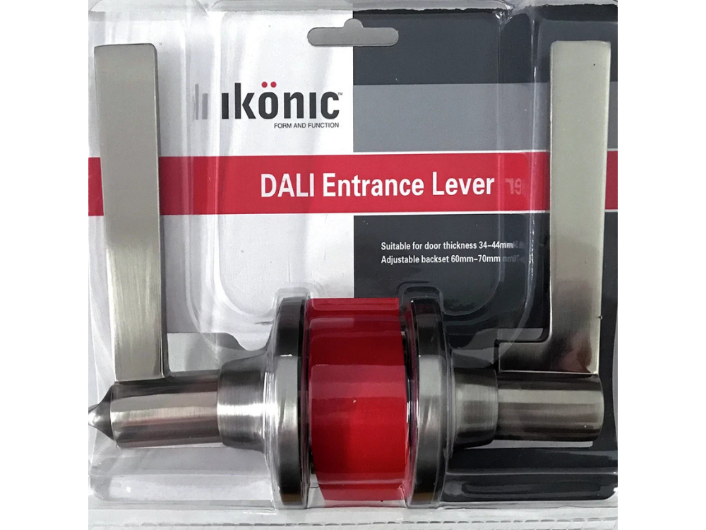 Ikonic Dali Entrance Lever Set – Satin Stainless Steel Door Handle & Lock