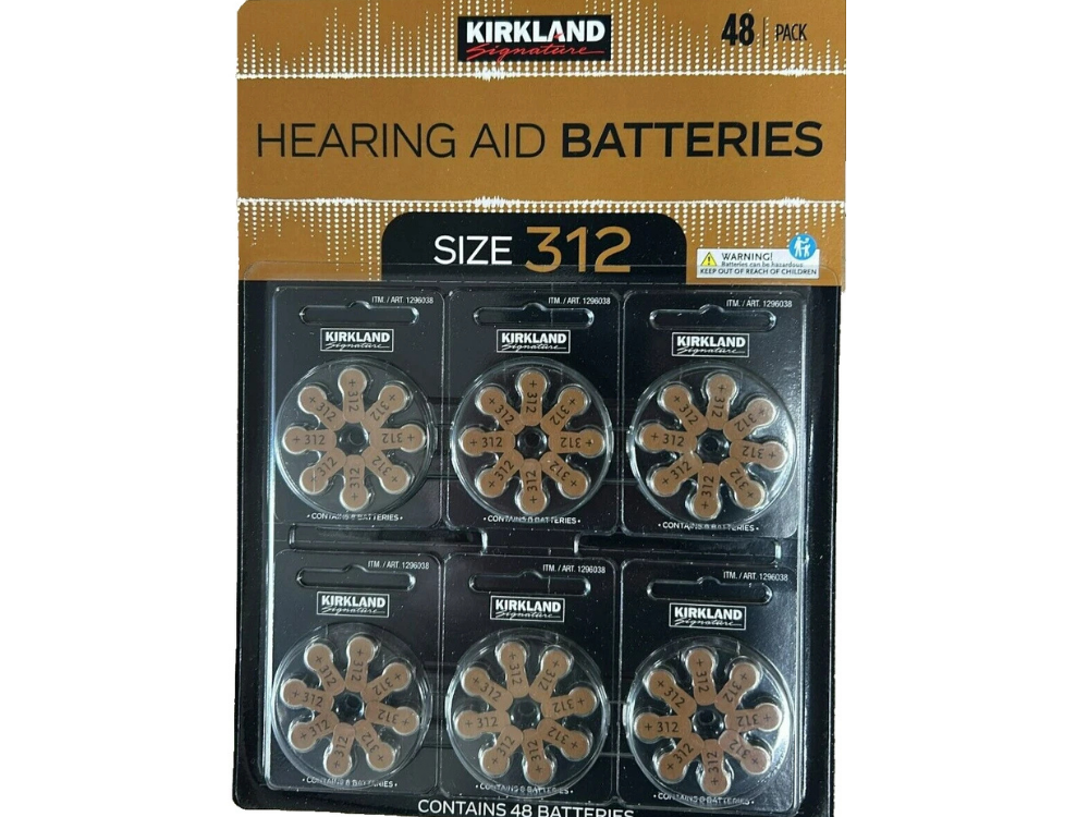 Kirkland 312 Hearing Aid Batteries 1.4V Pack of 48 Bulk