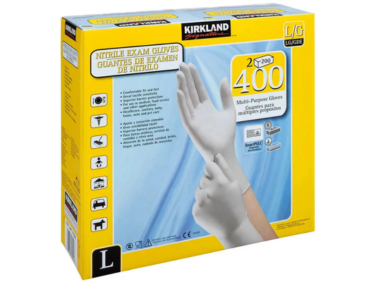400x Kirkland Nitrile Exam Gloves Large – 2 x 200 Pack