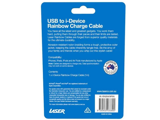 Laser iDevice USB Fast Charging Cable 1M – Rainbow for iPhone/iPad/iPod