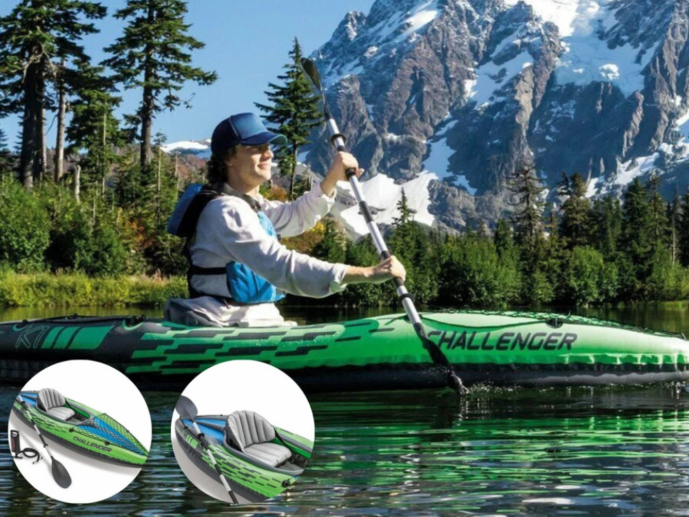 Intex Challenger K1 Inflatable Kayak 1-Person Paddle Raft Boat