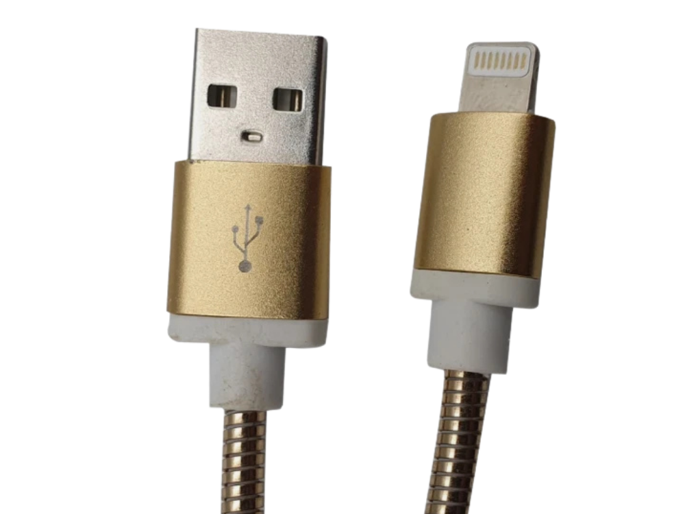 Laser 2m Braided USB-A Charging Cable – Gold for iPhone, iPad & AirPods