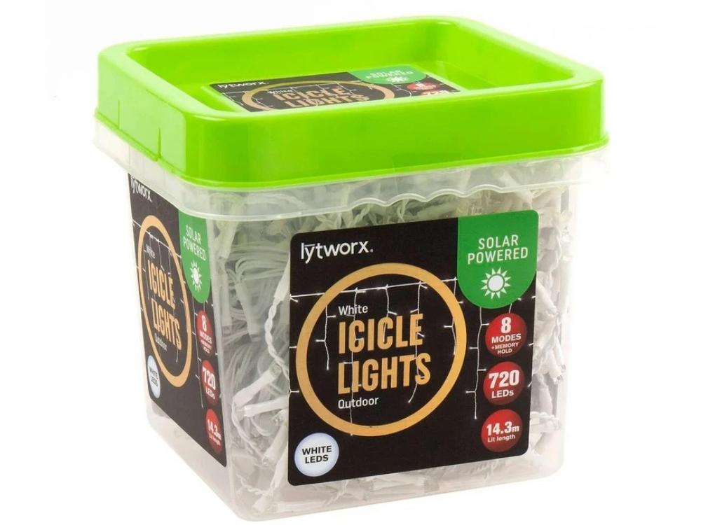 Lytworx Solar White Icicle Lights – 720 LEDs Falling Style