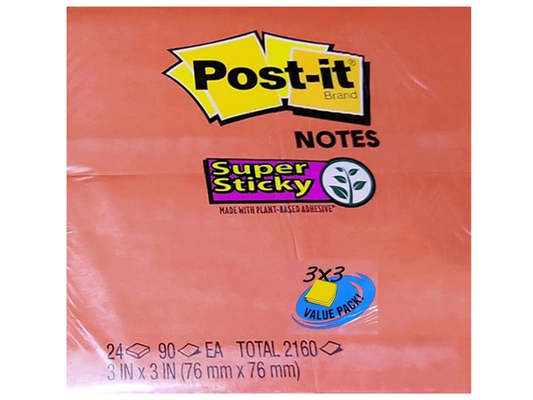 3M Sticky Notes 2160 Pack – Canary Yellow, Purple, Green