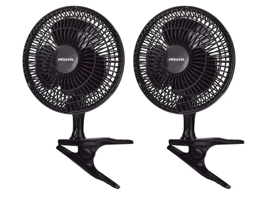 2-Pack Heller 15cm Personal Clip Fan – Desk Air Cooler, Black