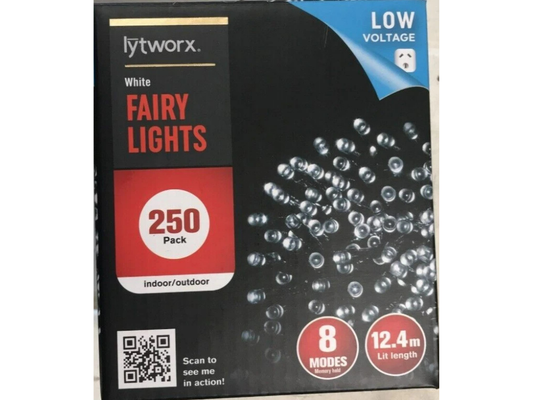 2x Lytworx 250 White LED Fairy Lights – 12.4m Christmas String Lights