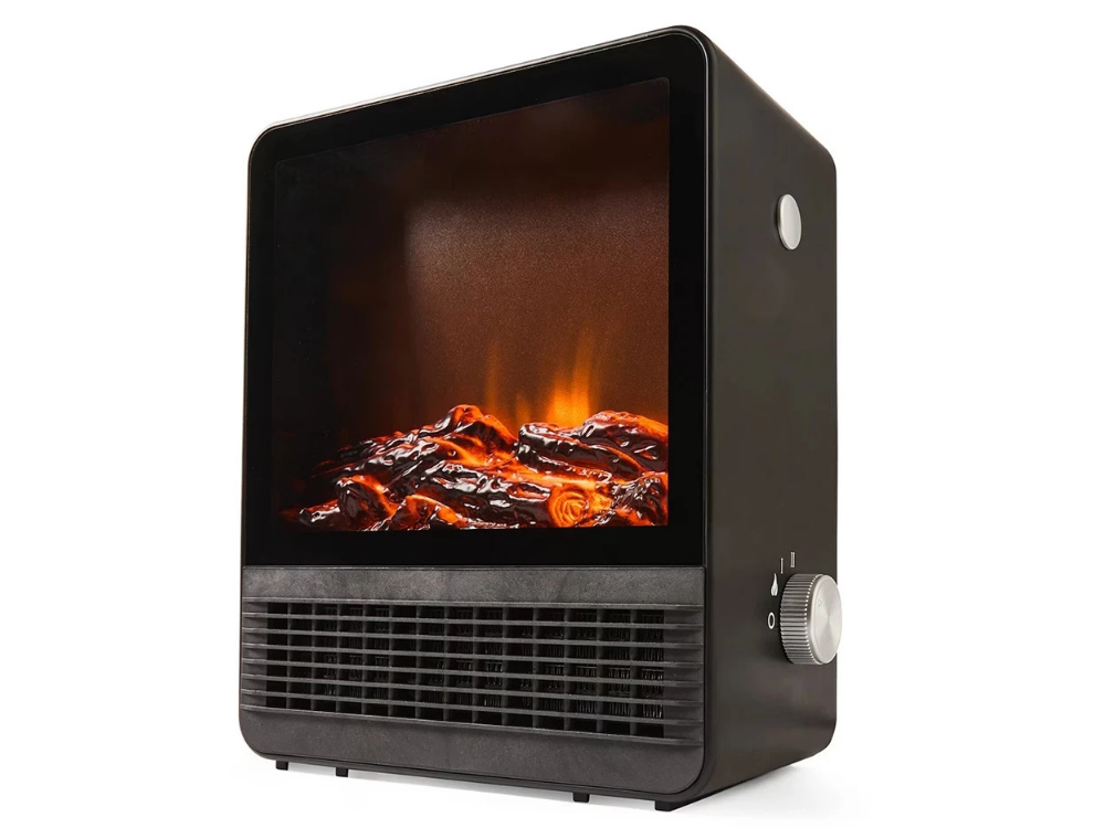 Portable Electric Fireplace Heater – 1500W, Real Flame Effect, 2 Heat Settings