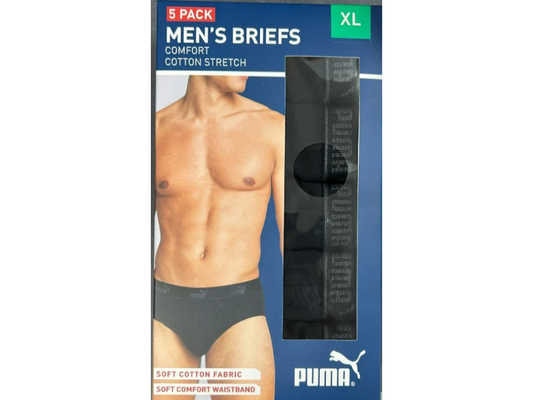 Puma Men's Underwear – XL Briefs 5 Pack Black