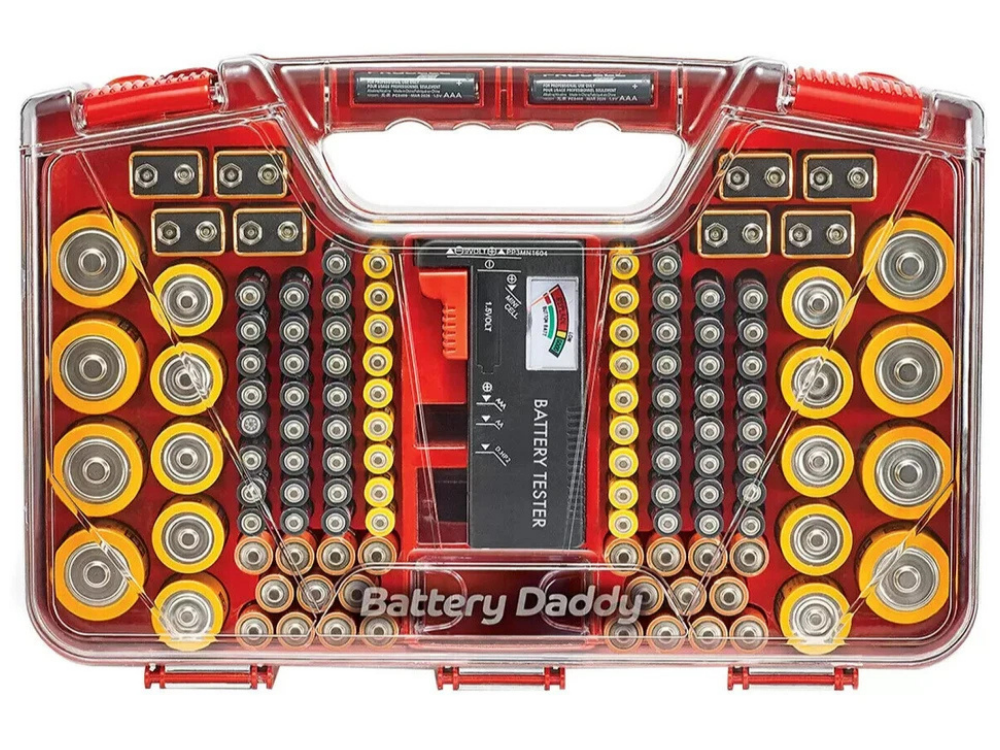 Battery Daddy Organizer Case with Tester – Battery Storage Box