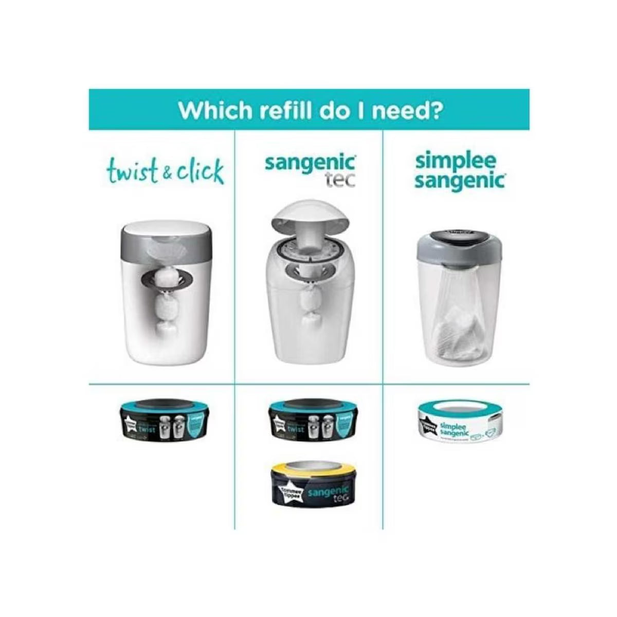 Tommee Tippee Twist & Click Sangenic Refill Cassette 6-Pack