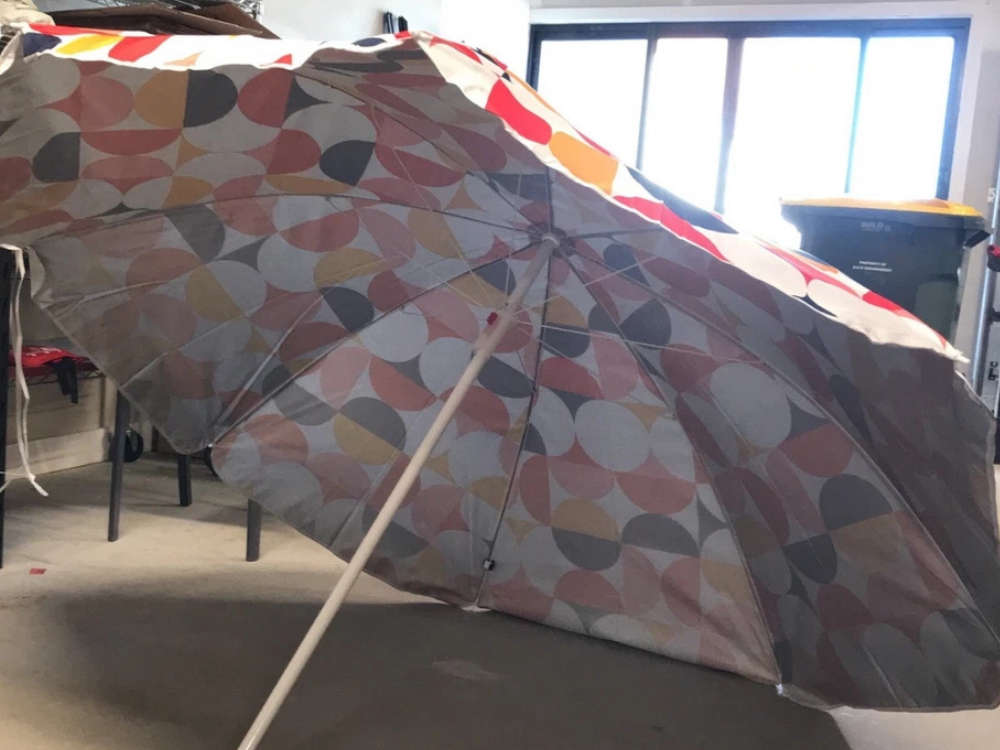 Marquee 2m Portable Beach Umbrella – Geometric Sun Shade Canopy