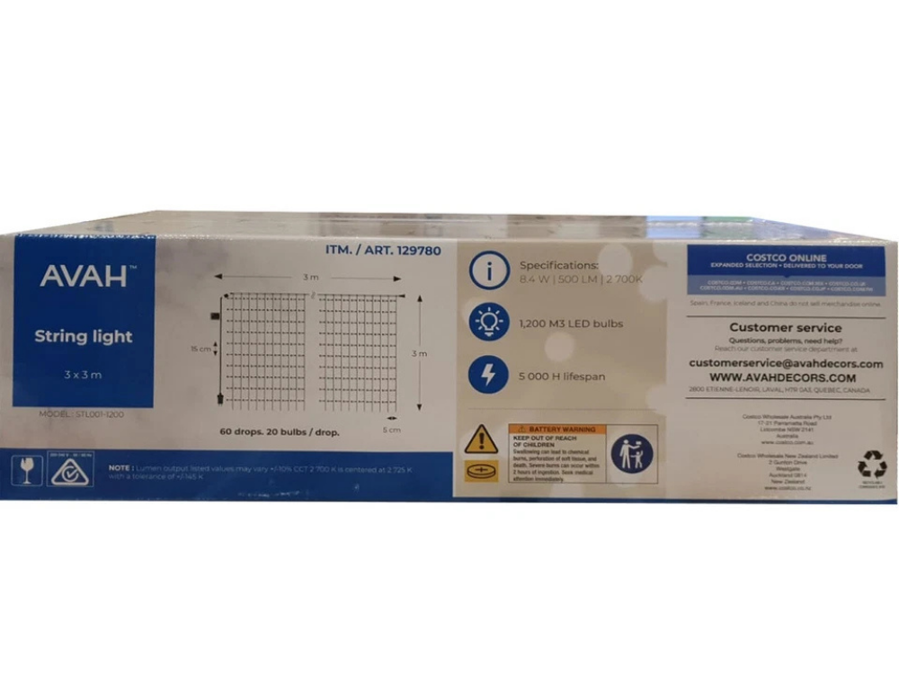 Avah 1200 LED Curtain Lights – Clear Indoor Wedding & Party Decor