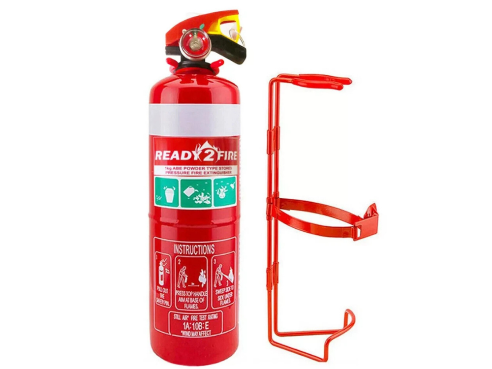 Ready2Fire 1kg ABE Dry Powder Fire Extinguisher with Bracket – Car, Home & Caravan
