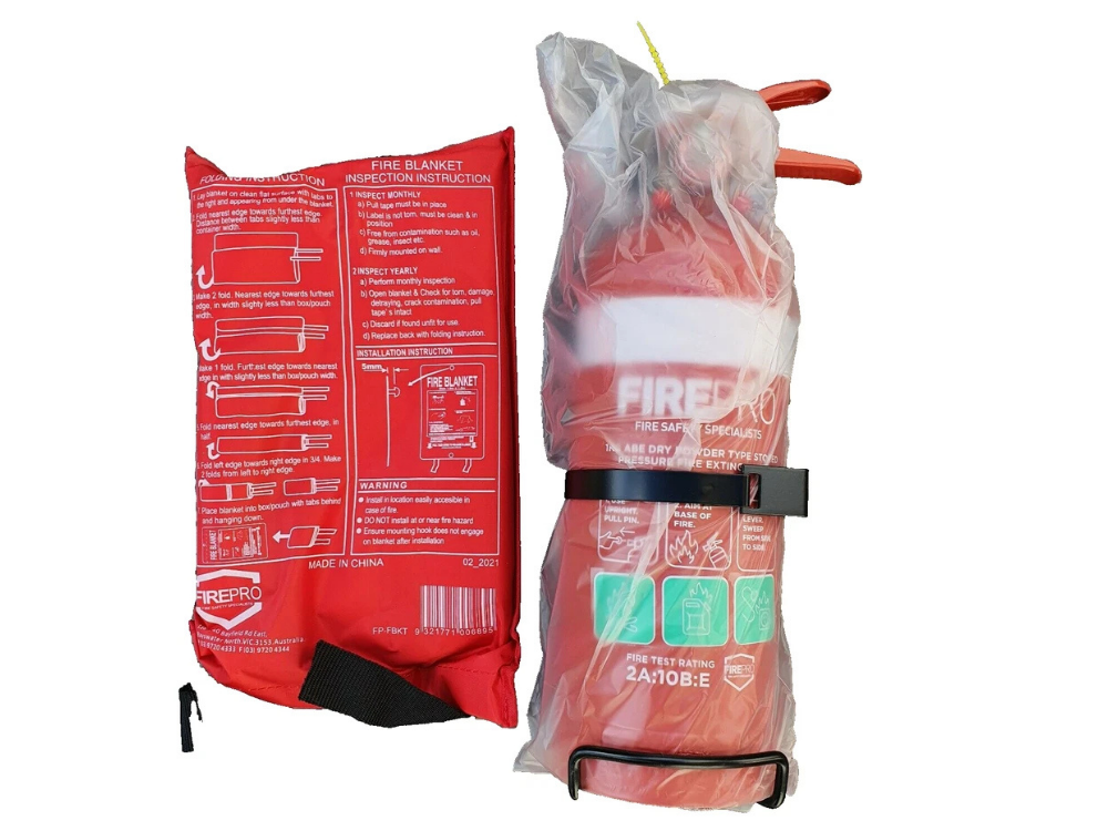 FirePro Fire Safety Kit – 1kg Extinguisher + 1m Blanket