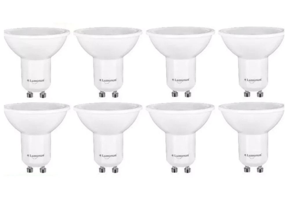 8x Luminus GU10 LED Downlight Bulbs – 6W Dimmable Daylight 5000K, 500LM