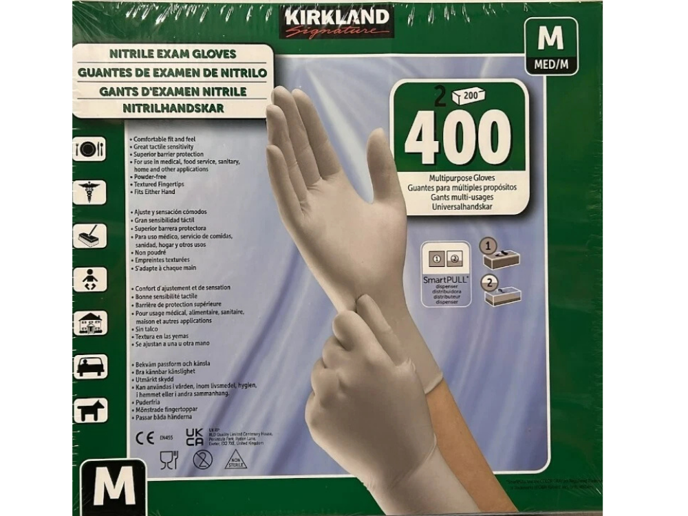 Kirkland Disposable Nitrile Safety Gloves – Medium (400ct)