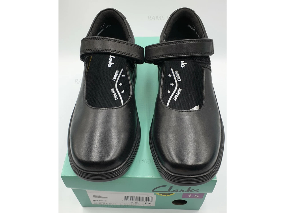 New CLARKS Black Leather School Shoes – Boys & Girls Mary Jane Uniform