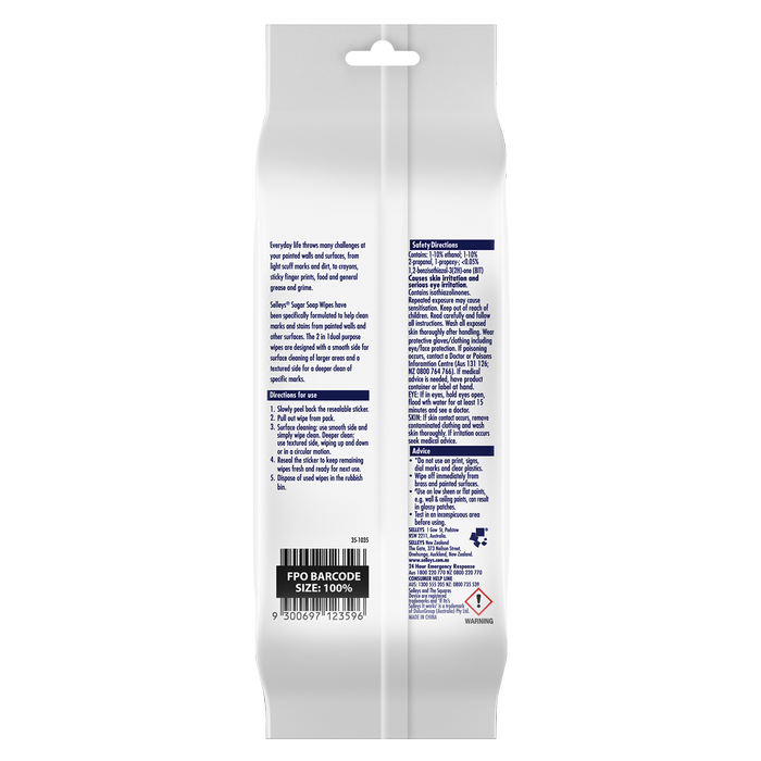 Selleys Sugar Soap Wall Cleaning Wipes - 25 Pack