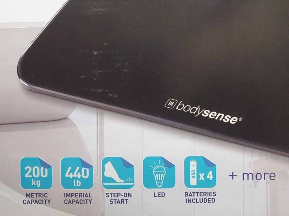 Bodysense Propert Digital Bathroom Scale – 200kg Glass, Wide Platform