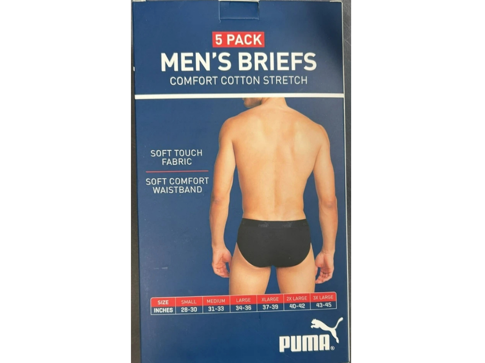 Puma Men's Underwear – XL Briefs 5 Pack Black