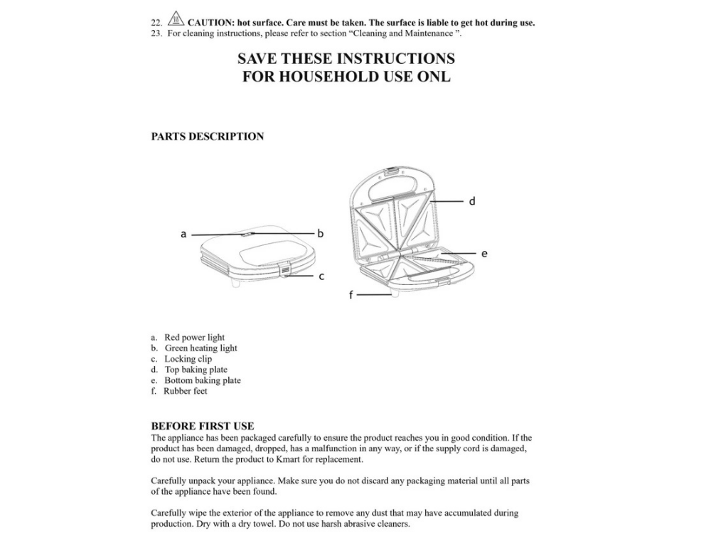 2 Slice Jaffle Maker – Non-Stick Sandwich & Toastie Press