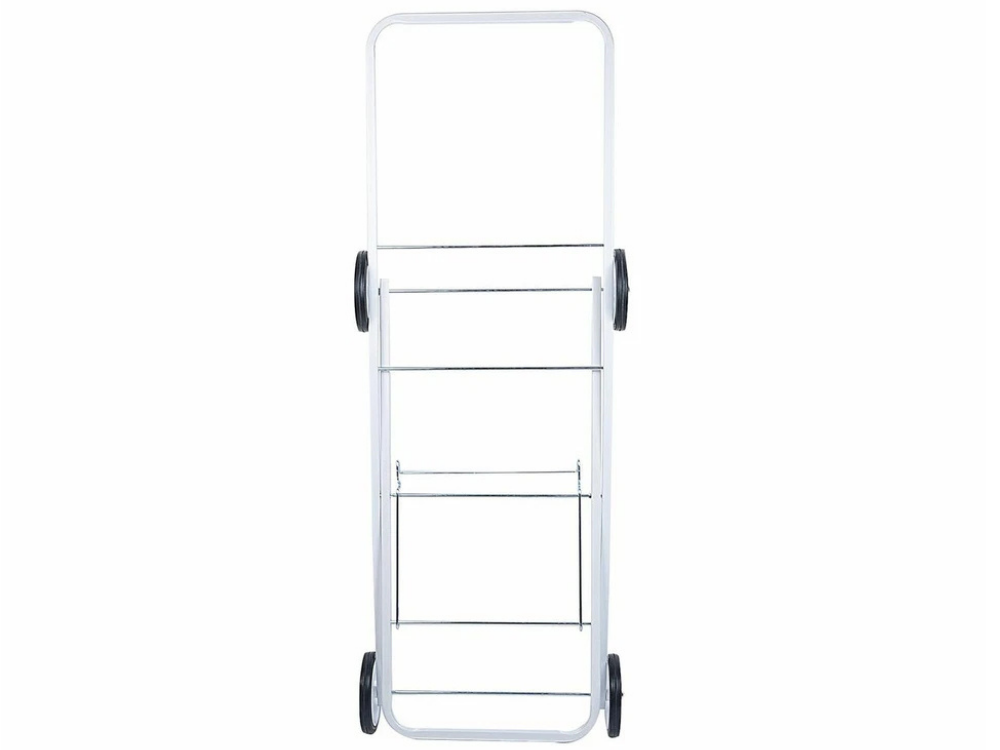 Sunfresh Folding Laundry Trolley Cart – Collapsible White Steel Frame