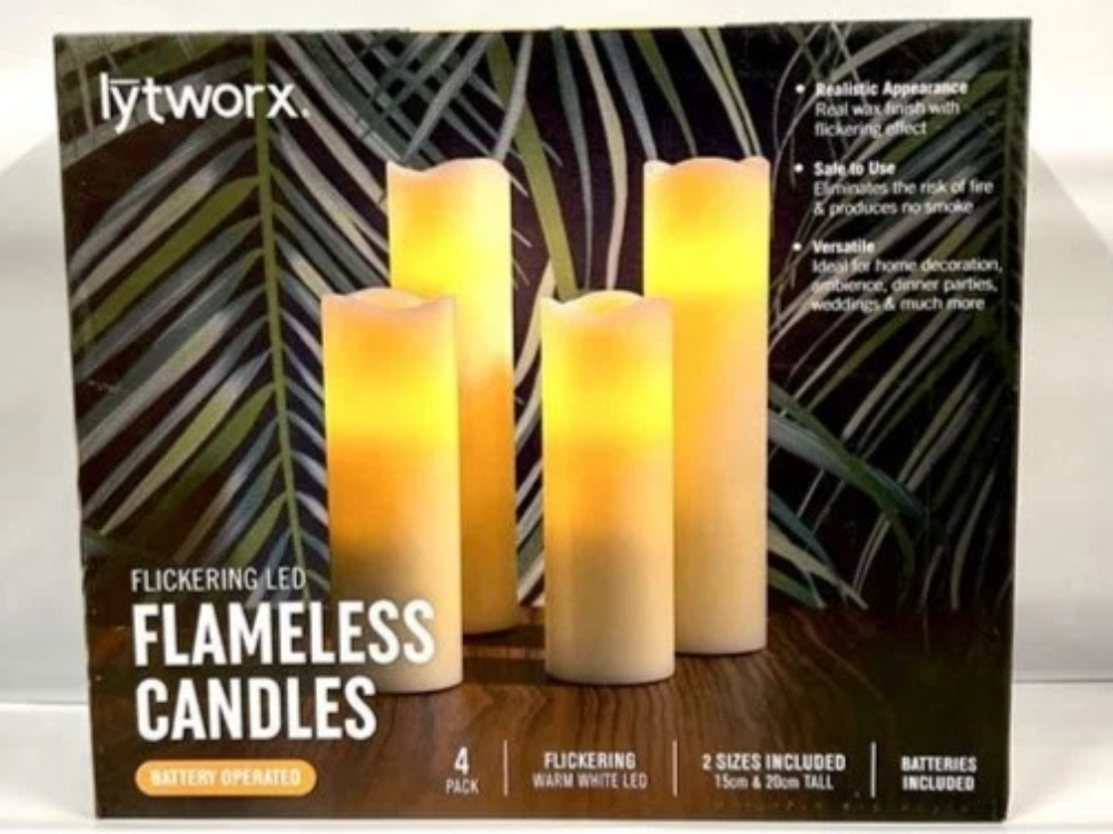 Lytworx Flameless LED Candles – Flickering, Battery Operated, Warm White 4 Pack