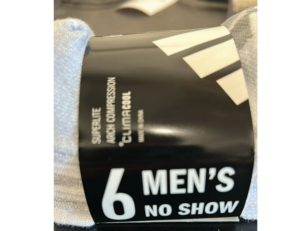 Adidas Superlite Men’s No Show Socks – White, 6 Pack, Size 6–12