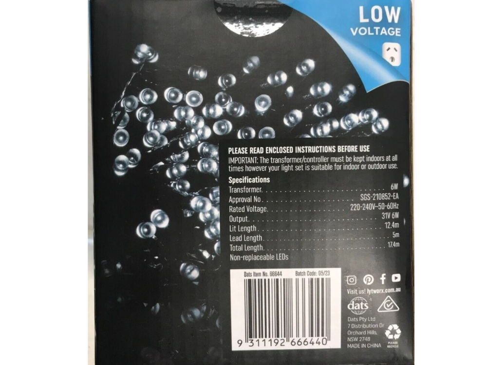 2x Lytworx 250 White LED Fairy Lights – 12.4m Christmas String Lights