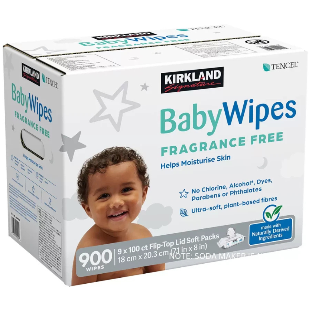 Kirkland Signature Tencel Baby Wipes Fragrance Free Towelettes 2 x 900 Pull