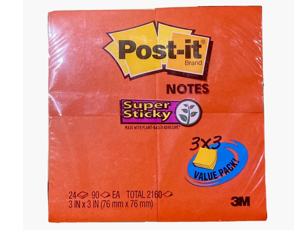 3M Sticky Notes 2160 Pack – Canary Yellow, Purple, Green