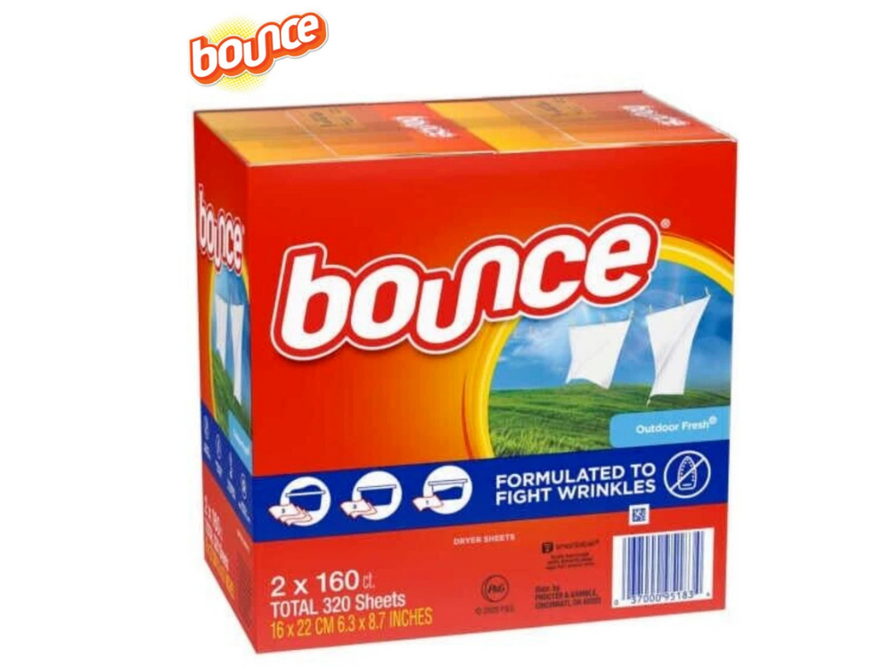 Bounce Fabric Softener Sheets – 4 Packs x 160, Outdoor Fresh