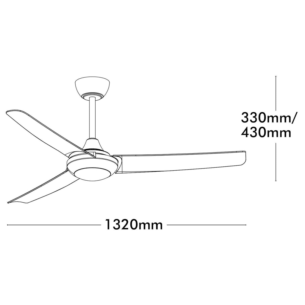 Brilliant Duque 132cm DC Ceiling Fan 3 Blade with LED Light Remote Control Timer Black