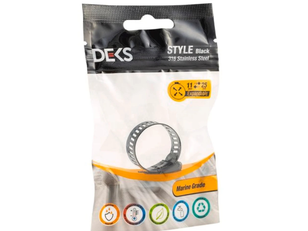 Deks 11-25mm Black 316 Stainless Steel Expandable Hose Clamp