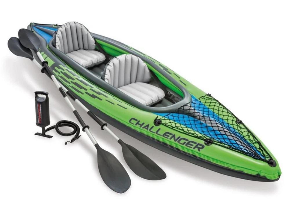 Intex Challenger K2 Inflatable 2-Seat Kayak – Sports Boat with Oars for River & Lake