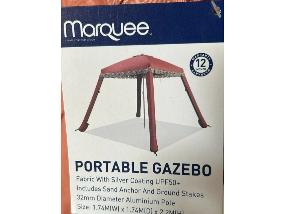 Marquee Folding Gazebo Tent – Portable Outdoor Sun Shade, Egret 32mm