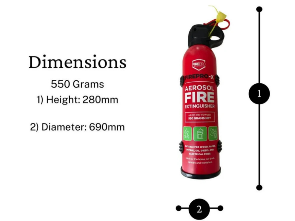 Firepro 550g X Aerosol Extinguisher – Electrical, Car, Boat, RV