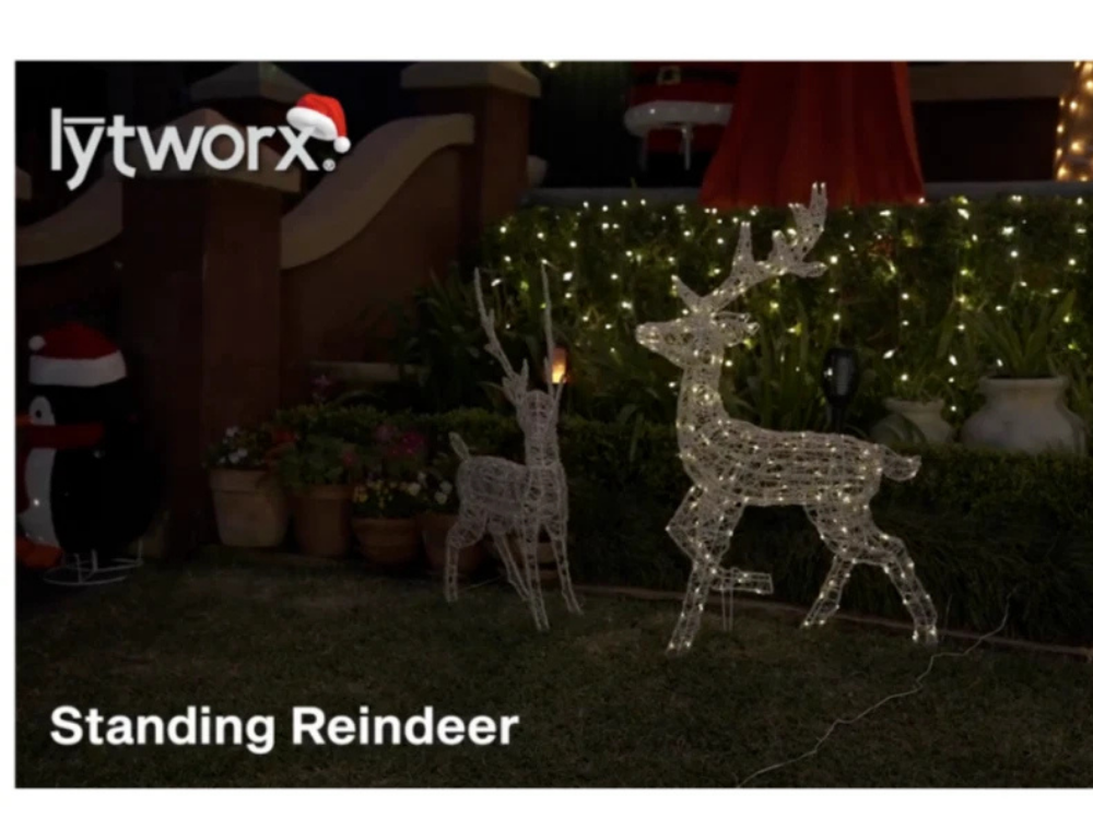 Lytworx Festive Reindeer Statue – 85cm Solar Warm White Christmas Decor