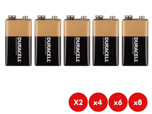 Genuine Duracell 9V Coppertop Alkaline Batteries – 2, 4, 6, 8 Pack