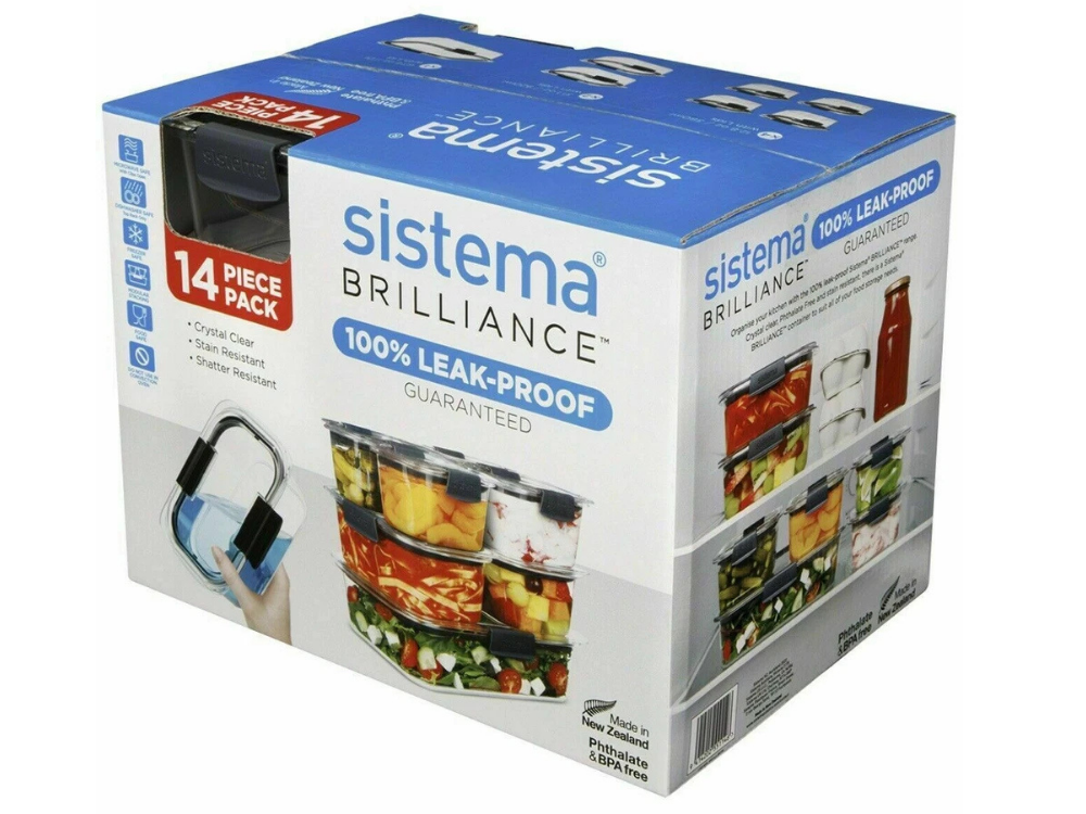 Sistema Brilliance 14-Piece Leakproof Food Storage Container Set – Lunchbox Gift Box