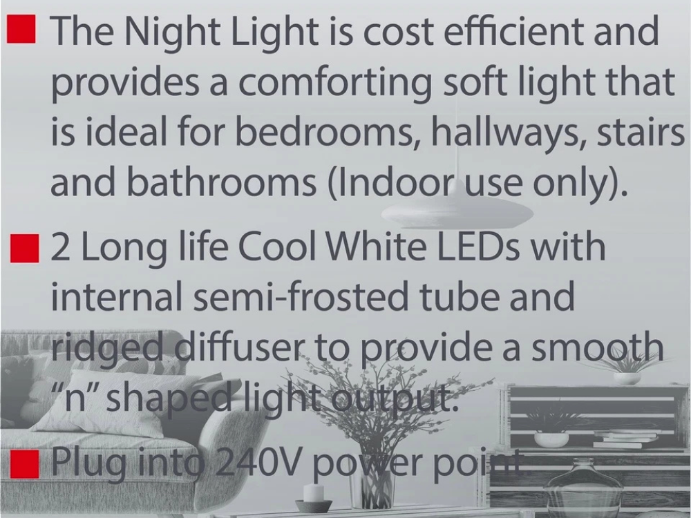 Arlec 240V Auto Sensor LED Night Light – Dusk to Dawn, White