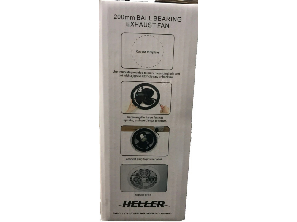 Heller 200mm Exhaust Fan – Ball Bearing, Bathroom & Kitchen Vent