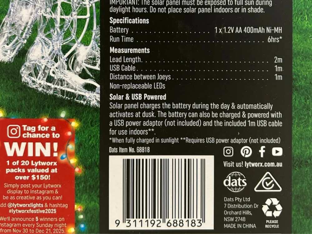 Lytworx Solar Kangaroo Joeys – Christmas Decor with 30 LEDs Each