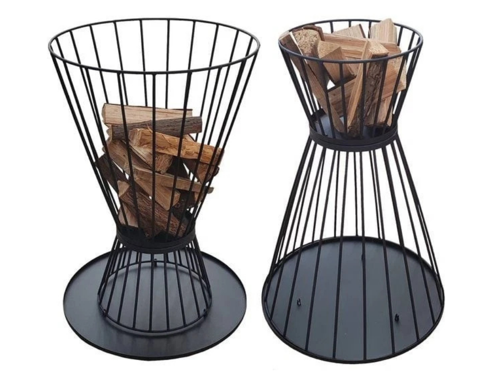 Mimosa Reversible Outdoor Fire Pit Basket – Black Patio Heater &amp; Camping Flame