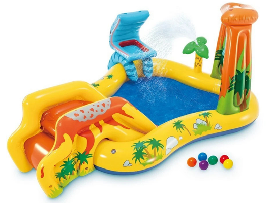Intex Inflatable Dinosaur Play Pool – Outdoor Water Park with Slide