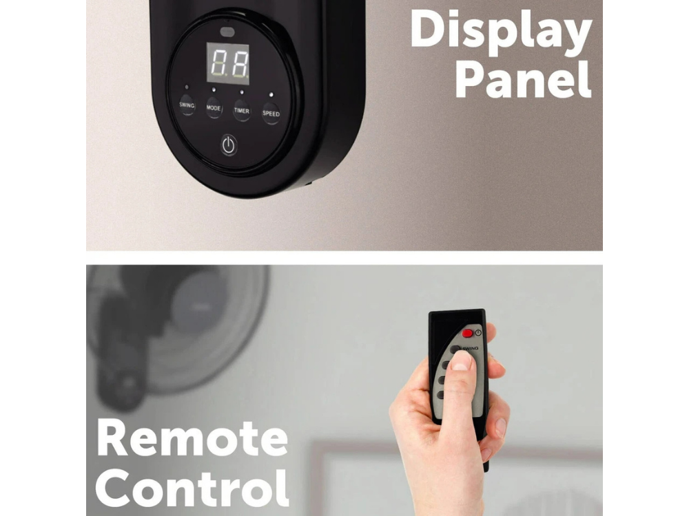 Arlec 40cm Wall Fan – Remote Control, Oscillating, 3 Modes, Black