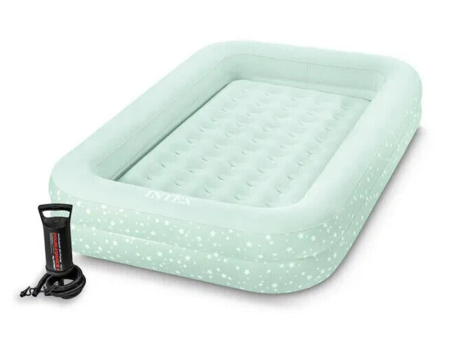 Intex Kids Inflatable Bed Travel Toddler Portable Mattress with Hand Pump
