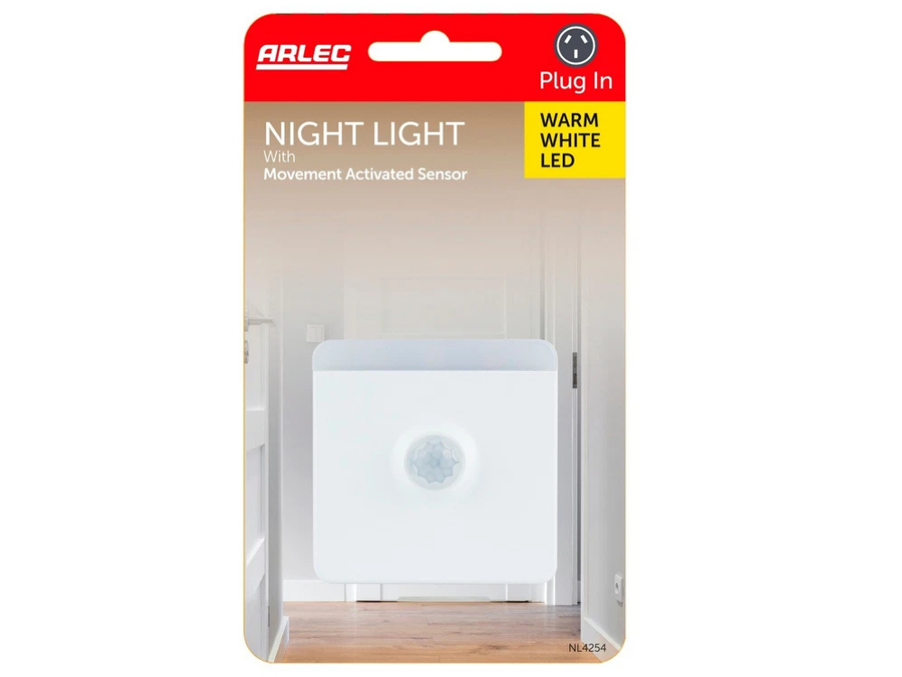 Arlec Motion Sensor LED Nightlight – 240V Plug-In, Square Design