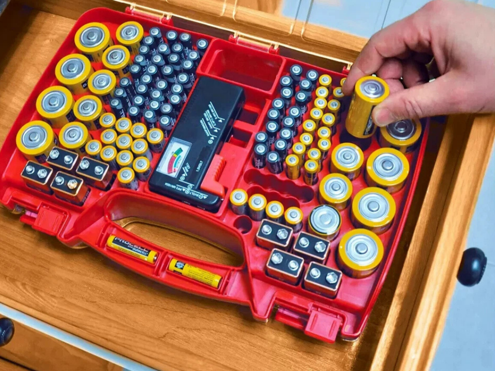 Battery Daddy Organizer Case with Tester – Battery Storage Box